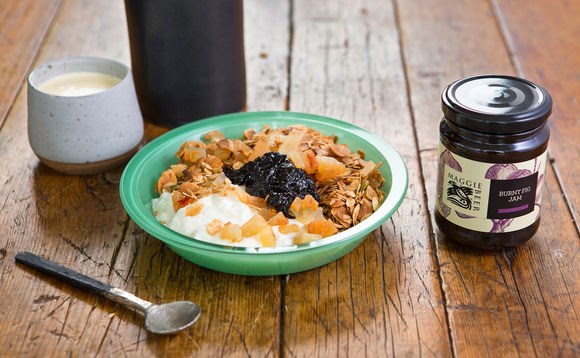 Breakfast bowl with burnt fig jam