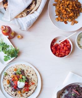 Breakfast burritos with refried beans