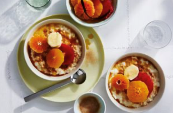 Breakfast rice pudding with vanilla citrus
