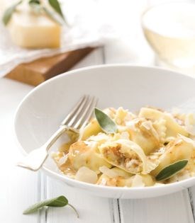 Breakfast sausage ravioli