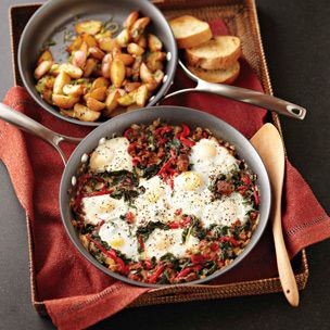 Breakfast skillet with green onion home fries