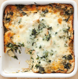 Breakfast strata with spinach and Gruyère