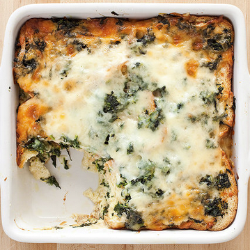 Breakfast strata with spinach and Gruyère