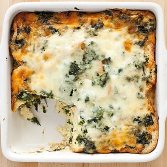 Breakfast strata with spinach and Gruyère