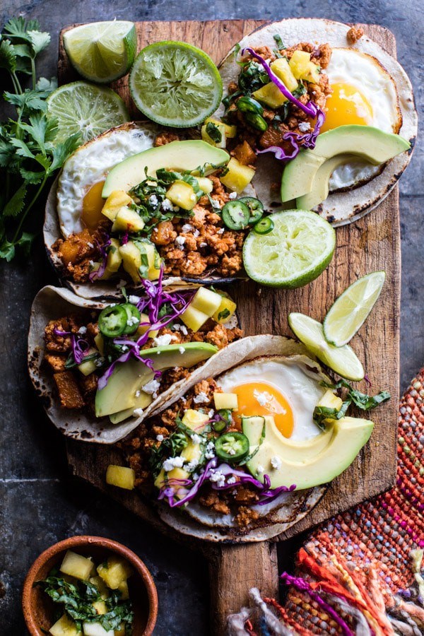 Breakfast tacos al pastor