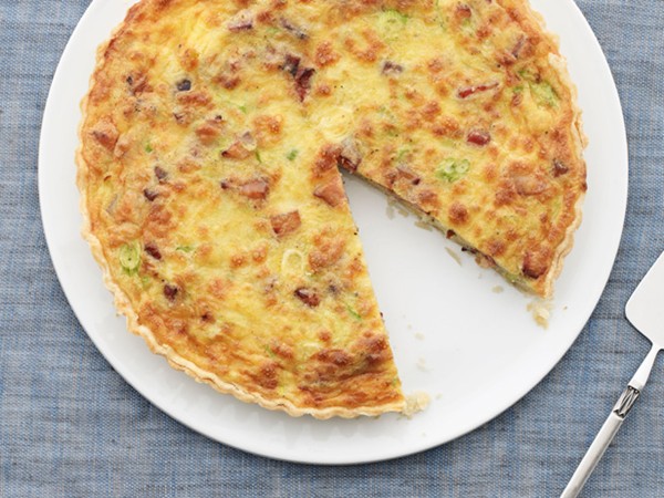 Breakfast tart with pancetta and green onions
