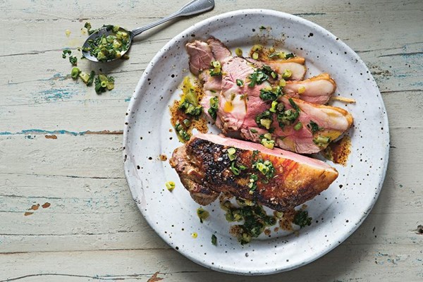 Brendan's lamb rump with green sauce