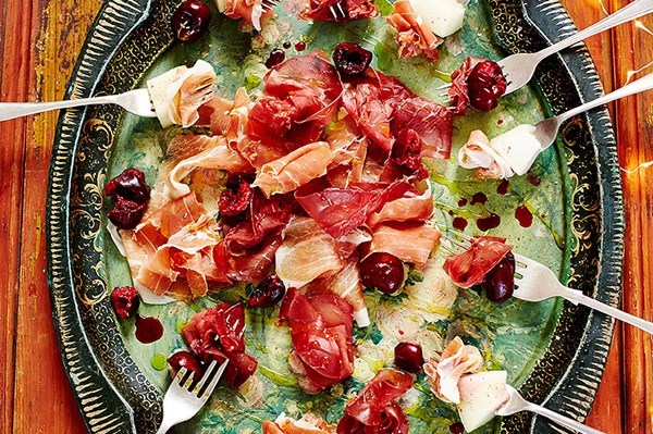 Bresaola & cherries fruity little forks
