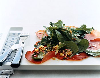 Bresaola carpaccio with gribiche vinaigrette