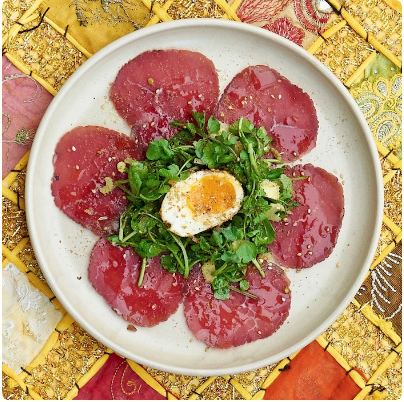 Bresaola salad with watercress & egg