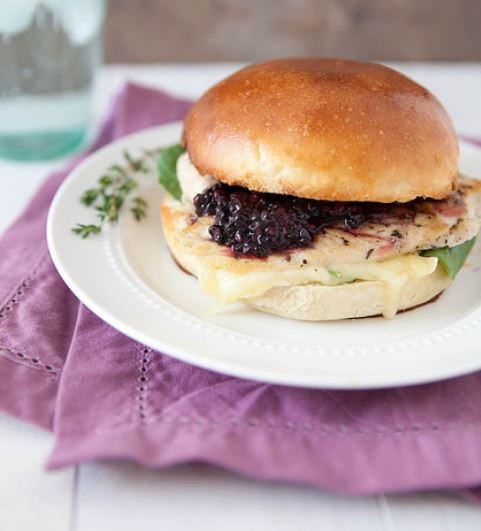Brie & blackberry grilled chicken sandwiches