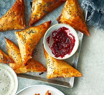 Brie & cranberry filo parcels