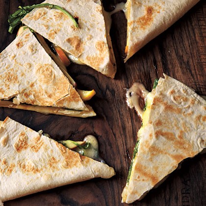 Brie, apple, and arugula quesadillas