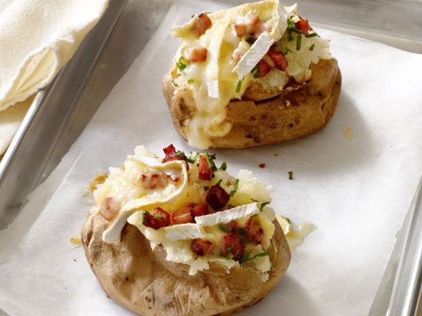 Brie-ham stuffed potatoes