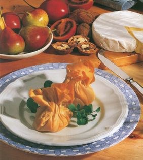 Brie parcels with pears and almonds