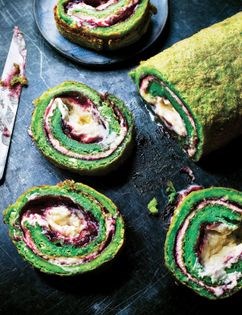 Bright green pandan Swiss roll