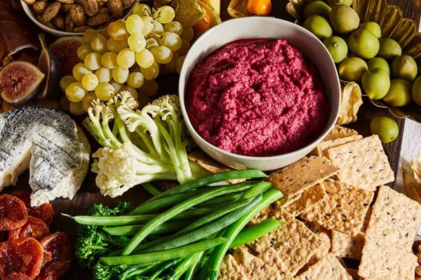 Bright red beet hummus