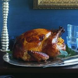 Brined & roasted turkey with cornbread stuffing