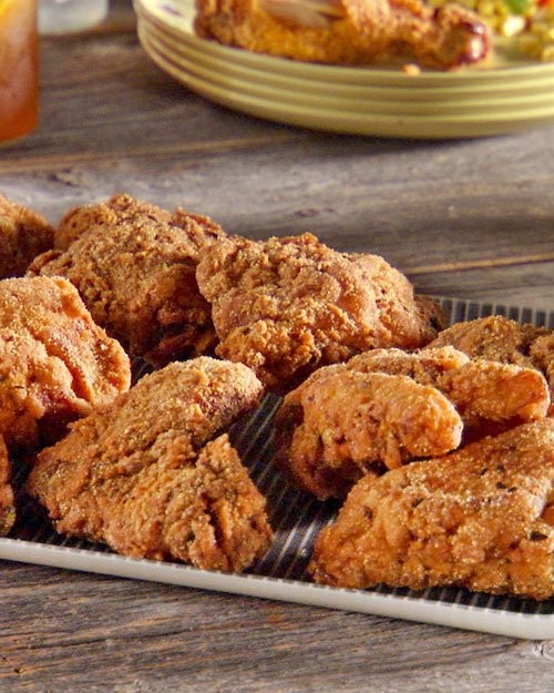 Brined and fried chicken