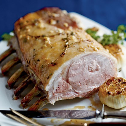 Brined pork loin with brown sugar-bourbon glaze