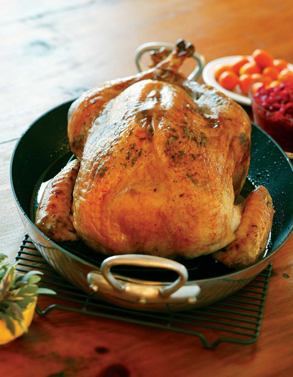 Brined roast turkey with sage butter rub