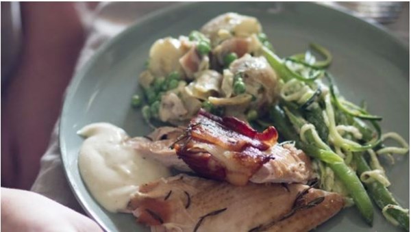 Brined turkey with lemon and herb stuffing