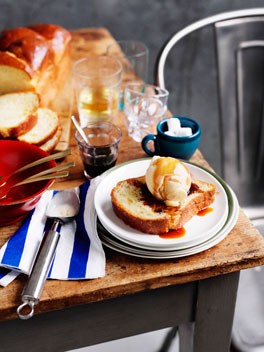 Brioche. coconut and caramel ice-cream sandwiches