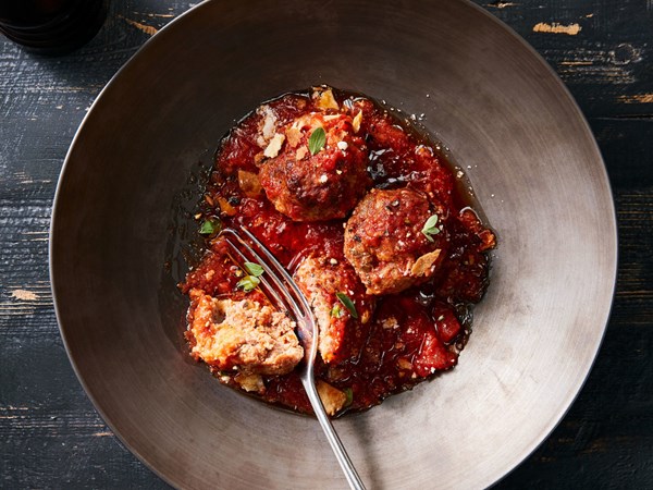 Brisket meatballs in tomato passata