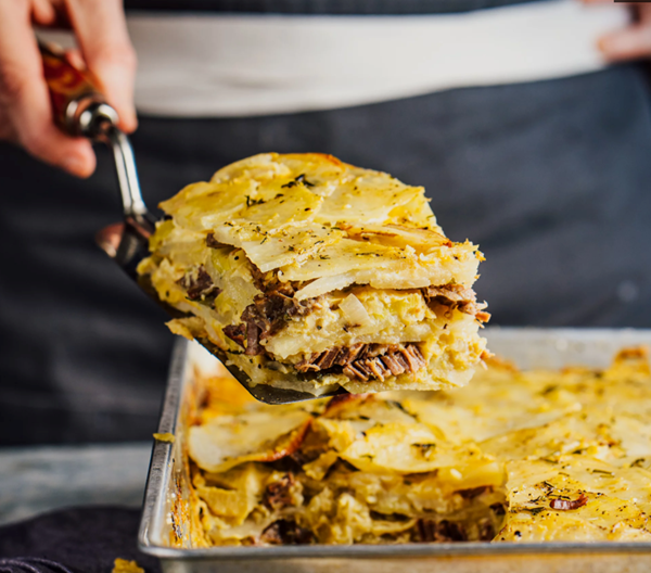 Brisket, potato & leek kugel