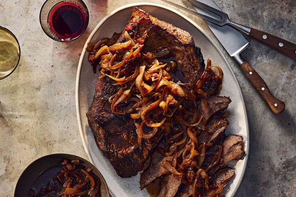 Brisket with melted onions