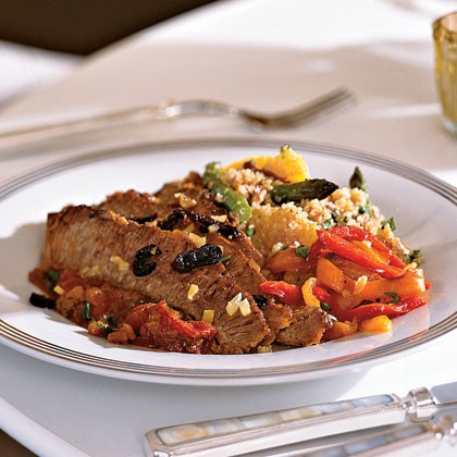 Brisket with olives and preserved lemons