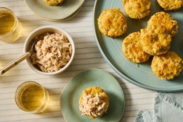 British crab-stuffed cheddar biscuits