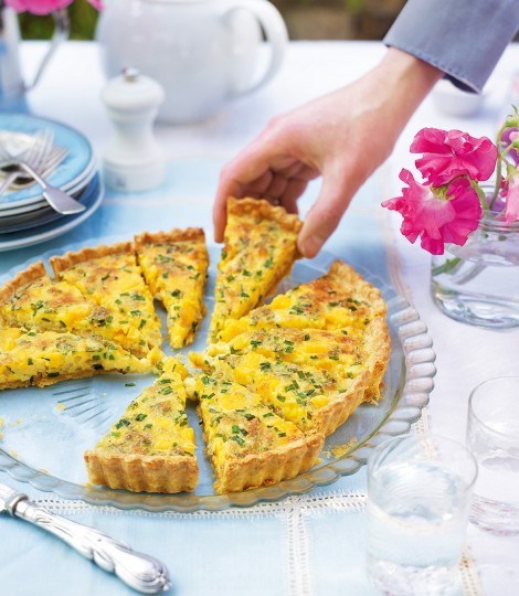 British three-cheese and chive tart