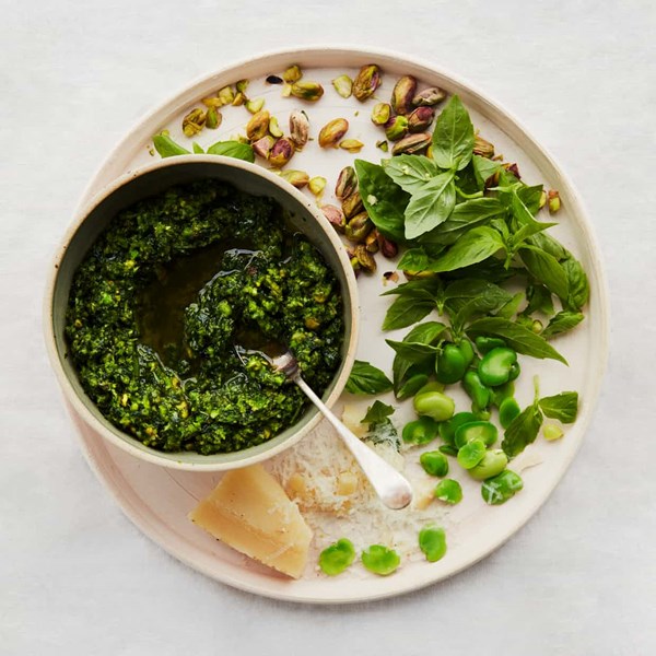 Broad bean and pistachio pesto