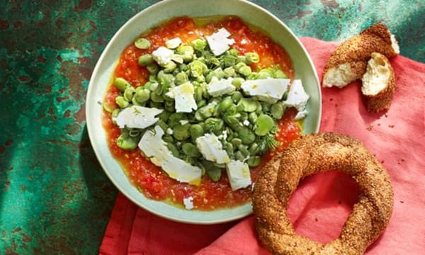Broad bean, dill and tomato salad