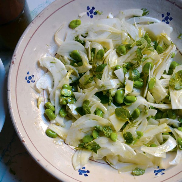 Broad bean, fennel and mint salad