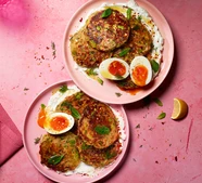Broad bean, herb & ricotta fritters