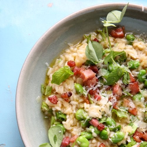 Broad bean, Parmesan and mint risotto