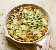 Broad bean, pea & ricotta frittata