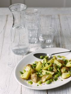 Broad bean, saffron and new potato salad