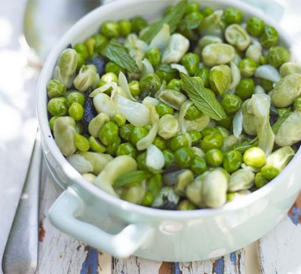 Broad beans and peas with mint butter