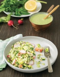 Broccoli & quinoa tabbouleh with tahini-herb dressing
