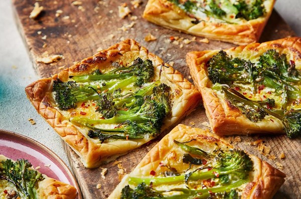Broccoli, anchovy & chilli tartlets