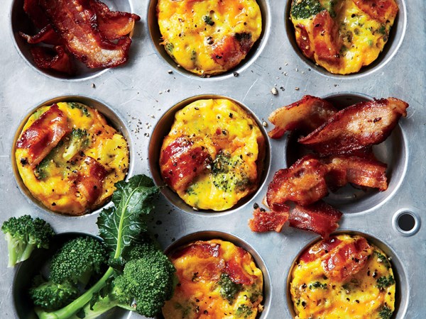 Broccoli-and-bacon muffin tin frittatas