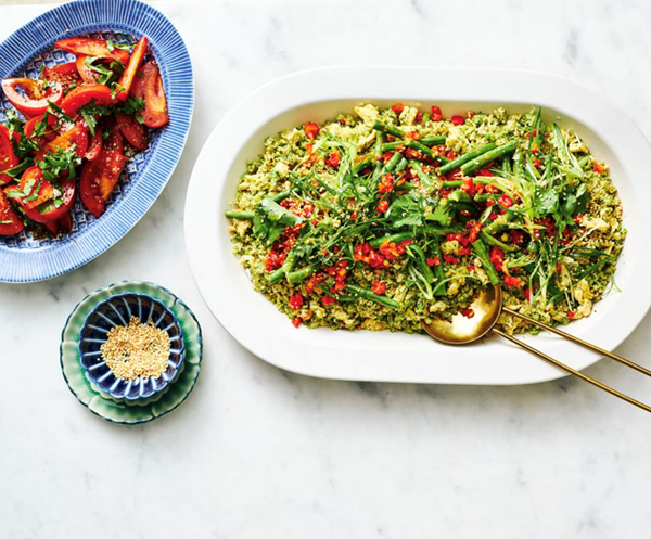 Broccoli and cauliflower Peruvian fried rice