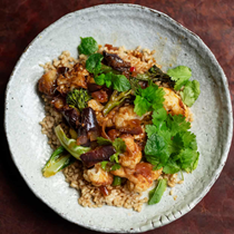 Broccoli and cauliflower with sticky rice