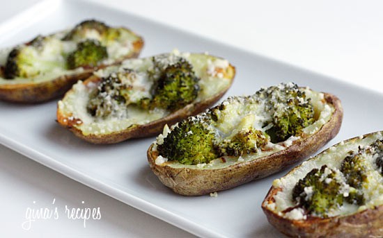 Broccoli and cheddar skinny potato skins