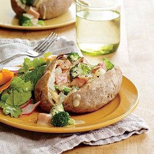 Broccoli and cheddar stuffed potatoes