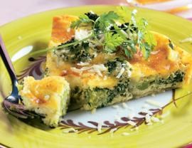 Broccoli and cheese crustless quiche