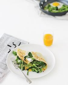 Broccoli-and-cheese over-easy omelet